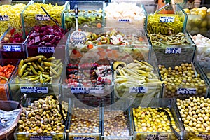 Pickled vegetables marinades at the turkish market photo