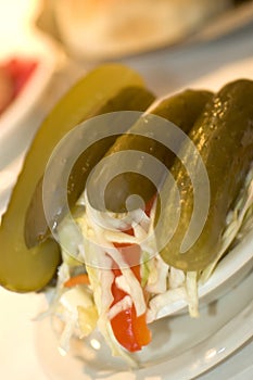 Pickles and cole slaw photo