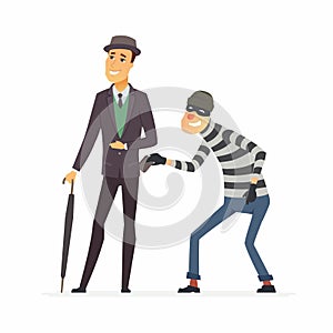 Pickpocket stealing wallet - cartoon people characters illustration