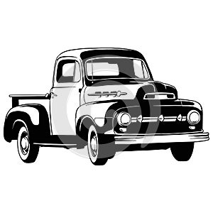 Pickup 1949, Muscle car, Classic car, Stencil, Silhouette, Vector Clip Art - Truck 4x4 Off Road - Off-road car for