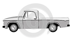 Pickup car classic , vector illustration, lining draw, profile