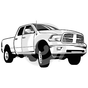 Pickup, Muscle car, Stencil, Silhouette, Vector Clip Art - Truck 4x4 Off Road - Off-road car for tshirt and emblem