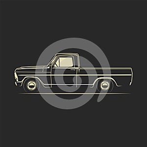 pickup truck classic outline illustration