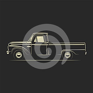 pickup truck classic outline illustration