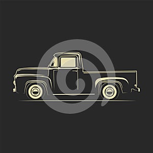 pickup truck classic outline illustration