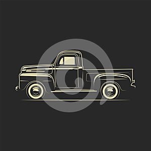 pickup truck classic outline illustration