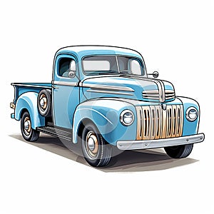 Pickup truck drawing with a realistic rendering