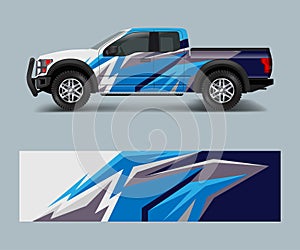 Pickup truck graphic vector. abstract shape with grunge design for vehicle vinyl wrap