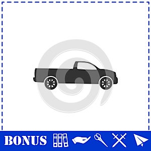 Pickup truck icon flat