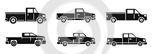 Pickup truck icons set, simple style