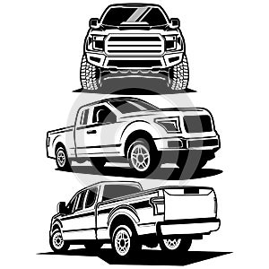 Pick up truck logo design vector