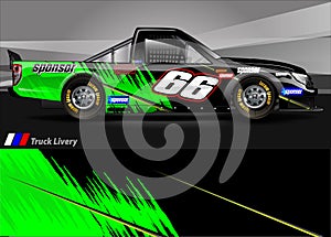 Pickup truck livery graphic vector. abstract grunge background design for vehicle vinyl wrap and car branding