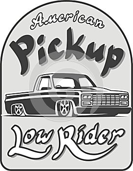Pickup truck lowrider logo template vector illustration