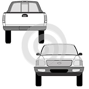 Pickup truck vector template. Truck blueprint. 4x4 car on white background in EPS10