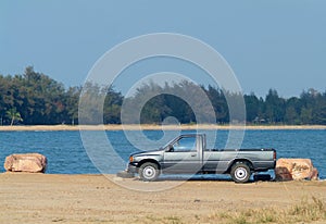 Pickup truck at the waterfront