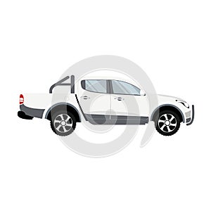 Pickup truck white color double cabin design vector