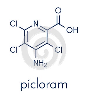 Picloram herbicide molecule. Skeletal formula.