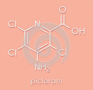 Picloram herbicide molecule. Skeletal formula.