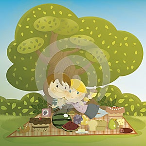 Picn nic at the park illustration