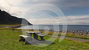 Picnic area on the beach in Eggum