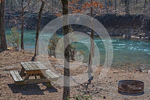 Picnic Area next to Cucumber Creek in Ouachita National Forest, Broken Bow, McCurtain County, Oklahoma