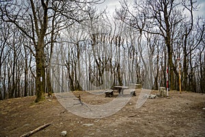 Picnic area on Velka Homola peak in Little Carpathians mountain range