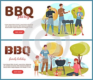 Picnic banners in flat design