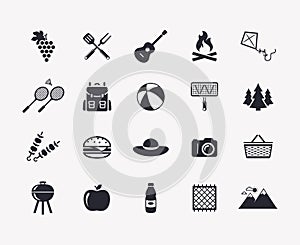 Picnic and barbecue vector icons.