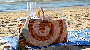 Picnic basket on a beach