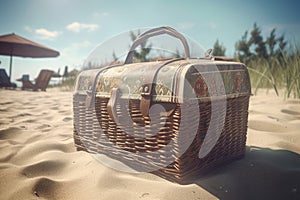 Picnic basket beach vacation. Generate Ai