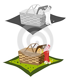 Picnic basket and blanket