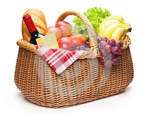 Picnic basket with food. photo
