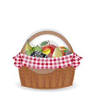 Picnic basket with fruits