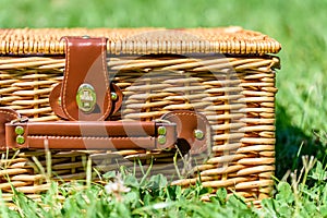 Picnic Basket Hamper In Green Grass