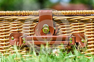Picnic Basket Hamper In Green Grass
