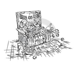 Picnic basket, lunch on the grass