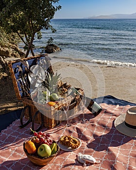 Picnic basket by the sea