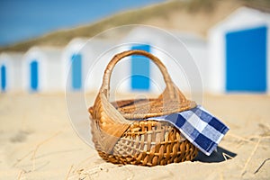 Picnic at beach with Blue huts