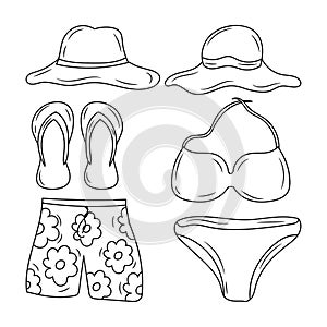 Picnic beach equipment vector illustration