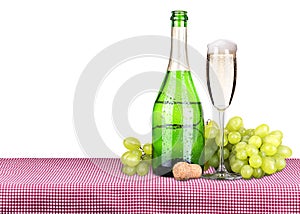 Picnic with champagne and food