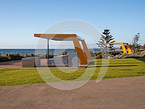 Picnic facilities on the ocean foreshore in Geraldton, Western Australia photo