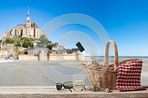 Picnic in France with Le Mont Saint Michel in the Background