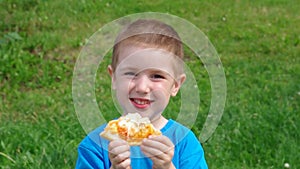 Picnic on the grass. boy and small girl