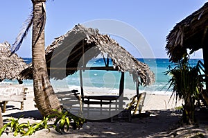 Picnic huts on Beach