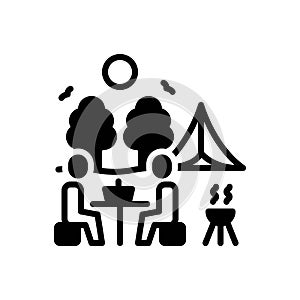 Black solid icon for Picnic, barbecue and excursion