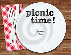 Picnic Invitation Flyer Art on wooden table