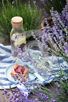 Picnic in lavender field