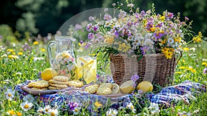 Picnic Lemonade Flowers Meadow
