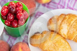 Picnic lunch food outdoors in summer in the Park