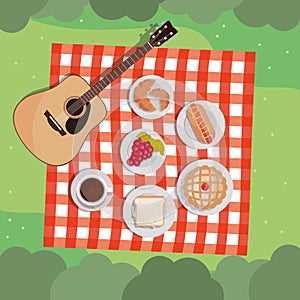 picnic lunch and guitar
